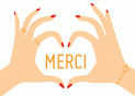 Remerciement avec des mains en c&oelig;ur